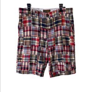 Men’s Patchwork Madras F/F Shorts by Blue Size 34